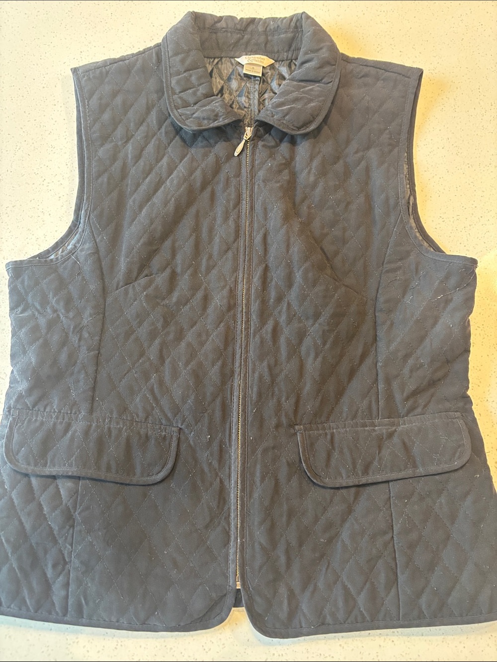 Christopher & Banks Quilted Navy Sleeveless Vest